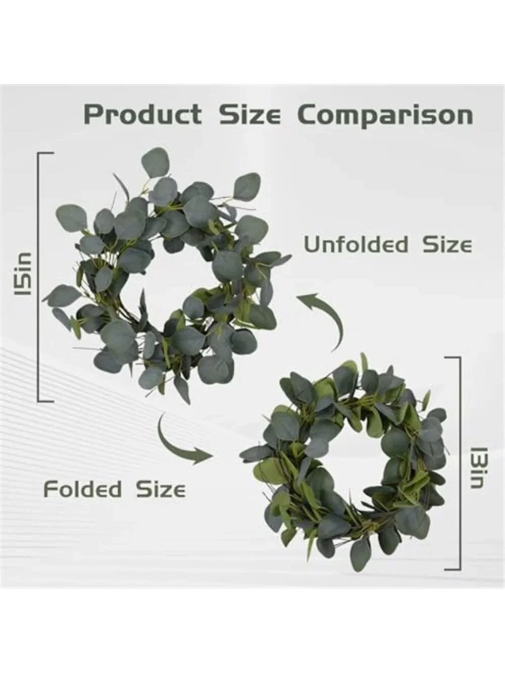 Eucalyptus Leaves Wreath Metal Polyester Green Wreath 15 Inches for The Front